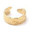 304 Stainless Steel Leaf Open Cuff Ring for Women RJEW-I098-07G-2