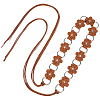 1Pc Imitation Leather Flower Brass Ring Link Chain Waist Belly Chains Belts for Women AJEW-CL0001-49C-1