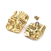 Ion Plating(IP) 304 Stainless Steel Textured Rectangle Ear Studs for Women EJEW-P234-14G-2