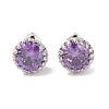 Rack Plating Brass Pave Single Cubic Zirconia Stud Earrings X-EJEW-I304-02P-04-1
