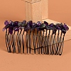 Natural Amethyst with Metal Chips Hair Combs PW-WG93284-04-1