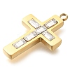 304 Stainless Steel Rhinestone Charms STAS-P369-14G-01-2