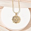 304 Stainless Steel Micro Pave Clear Cubic Zirconia Pendant Necklaces for Women NJEW-Z103-01G-09-3