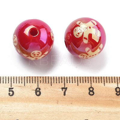 Christmas Theme UV Plating Acrylic Beads OACR-M022-08A-1