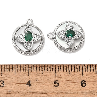 Brass Micro Pave Clear Cubic Zirconia Charms KK-Z073-24P-1