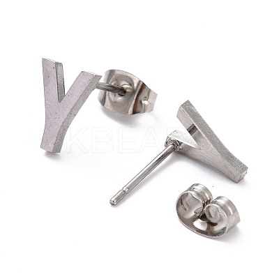 Tarnish Resistant 304 Stainless Steel Greek Alphabet Stud Earrings STAS-D007-07P-20-1