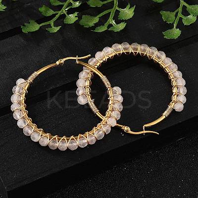 Beaded Hoop Earrings EJEW-JE03830-03-1