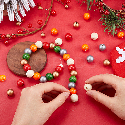 240Pcs 6 Styles Natural Wood Beads Strands WOOD-SP0001-03B-1