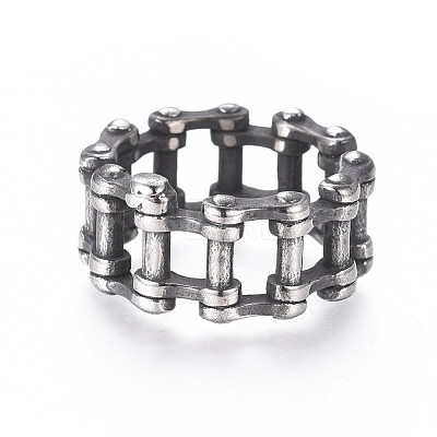 Steampunk Style 304 Stainless Steel Wide Band Rings RJEW-D073-01D-AS-1