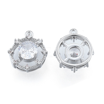 Brass Micro Pave Clear Cubic Zirconia Charms KK-N216-555P-1