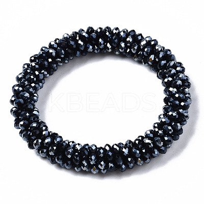 Faceted Electroplate Glass Beads Stretch Bracelets BJEW-S144-002G-01-1