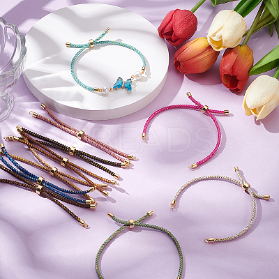 10Pcs 10 Colors Braided Cotton Cord Slider Bracelet Making MAK-UN0001-65-1