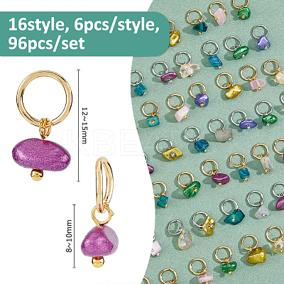 96Pcs 16 Styles Glass Pendants PALLOY-FH00075-1