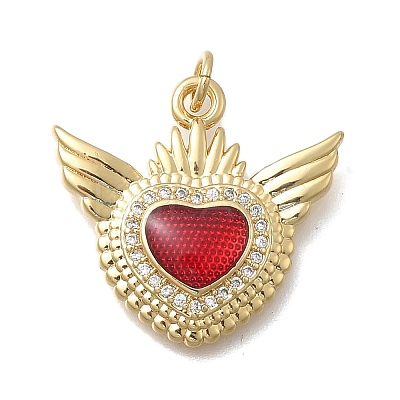 Brass Micro Pave Cubic Zirconia Pendants KK-D431-034E-G-1