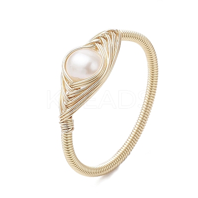 Horse Eye Natural Pearl Finger Rings RJEW-JR00844-01-1