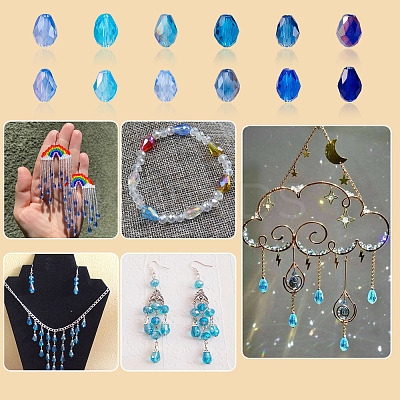 12Strands 12 Colors Transparent Glass Beads Strands EGLA-TA0013-24E-1