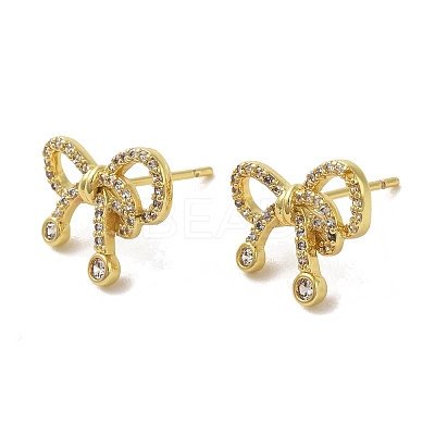 Rack Plating Brass Micro Pave Cubic Zirconia Studs Earrings EJEW-R162-20G-1