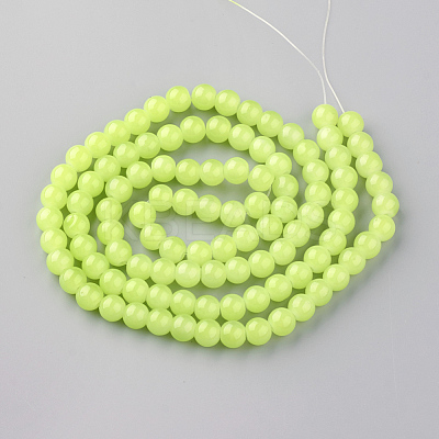 Baking Paint Imitation Jade Glass Round Bead Strands X-DGLA-Q021-6mm-08-1