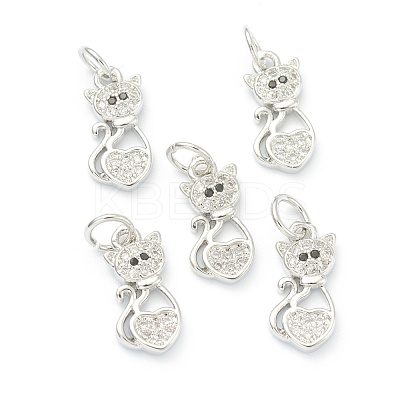 Brass Clear Cubic Zirconia Charms ZIRC-B010-04P-1