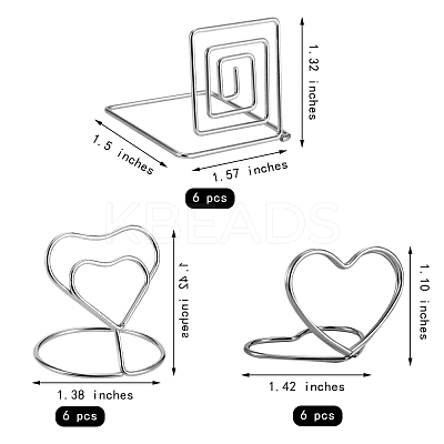 18Pcs 3 Style Carbon Steel Place Card Holders AJEW-SZ0001-80S-1