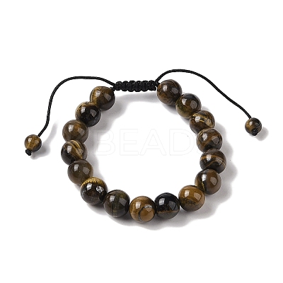 10mm Round Natural Tiger Iron Braided Bead Bracelets BJEW-C067-01C-04-1