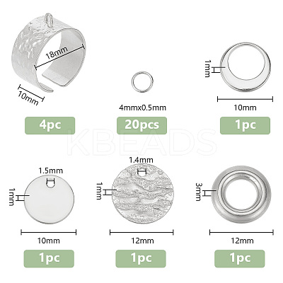 DIY Flat Round Charms Cuff Ring Making Kit DIY-DR0001-22P-1