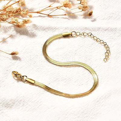 304 Stainless Steel Herringbone Chains Bracelet for Men Women BJEW-D450-01G-01-1