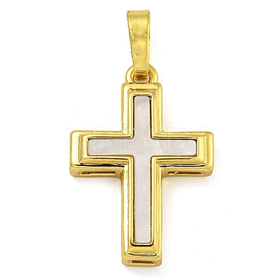 Brass Pendants with Shell KK-D534-02G-02-1