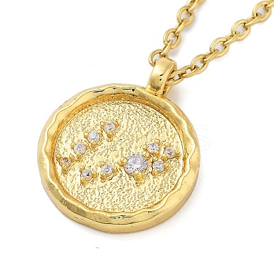 304 Stainless Steel Cubic Zirconia Constellation Flat Round Pendants STAS-S145-01F-1