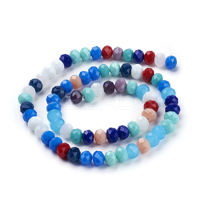Electroplate Pearl Luster Plated Imitation Jade Glass Faceted Rondelle Beads Strands X-EGLA-F020-02-8mm-1