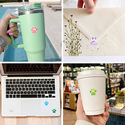 2 Rolls 2 Colors Dog Paw Print Paper Stickers DIY-TA0011-56-1