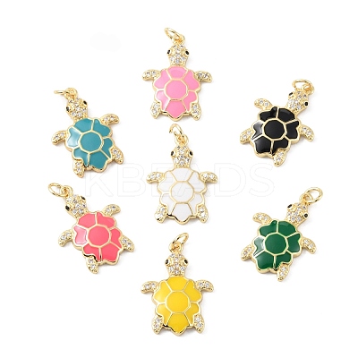 Rack Plating Brass Micro Pave Cubic Zirconia Pendants KK-C021-01G-1