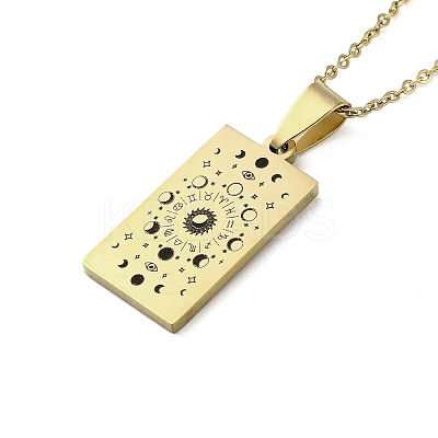 304 Stainless Steel Black Enamel Rectangle with Constellation Pendant Necklaces LS-NJEW-I128-01A-1