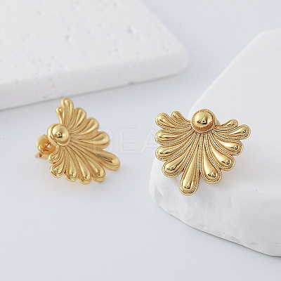 304 Stainless Steel Fan-Shaped Flower Stud Earrings for Women CO6863-1