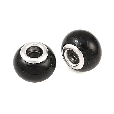 Spray Painted Glass European Beads GPDL-R001-11S-1