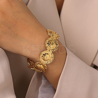 304 Stainless Steel Strawberry Embossed Open Cuff Bangles for Women WG6BBC2-01-1