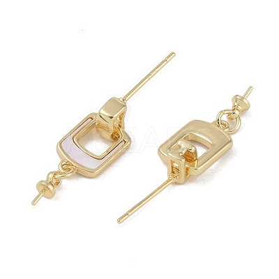 Brass with Shell Stud Earring Findings KK-G497-32G-1