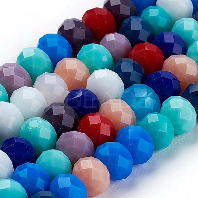 Electroplate Pearl Luster Plated Imitation Jade Glass Faceted Rondelle Beads Strands EGLA-F020-02-8mm-1