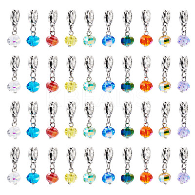 100Pcs 10 Colors Electroplate Transparent Glass Faceted Pumpkin European Dangle Charms PALLOY-TAC0232-1