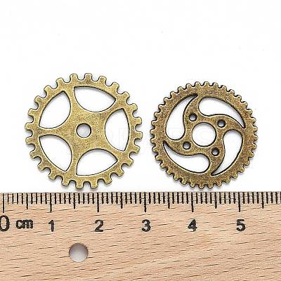 Metal Alloy Steampunk Gear Charms Connectors Cog Pendants TIBEP-X0021-01AB-FF-1