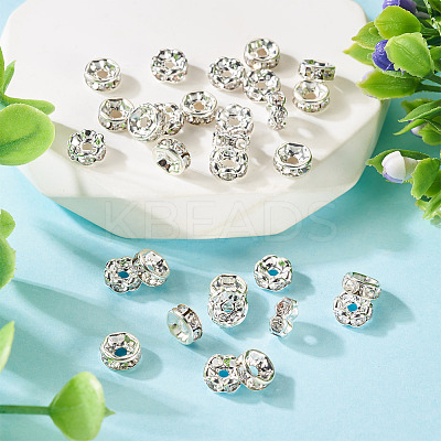 30Pcs 2 Colors Brass Rhinestone Spacer Beads RB-TA0001-29J-1