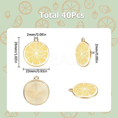 40Pcs Light Gold Plated Alloy Enamel Pendants ENAM-SC0003-62-1