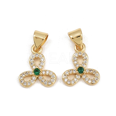 Brass Micro Pave Cubic Zirconia Charms KK-C132-04G-1
