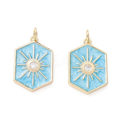 Brass Micro Pave Clear Cubic Zirconia Pendants ZIRC-Z019-44E-NR-1