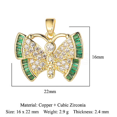 3Pcs Brass Micro Pave Cubic Zirconia Pendants ZIRC-OY001-61G-1