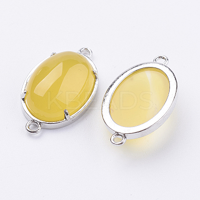 Brass Natural Agate Links connectors LS-G-E398-03B-1