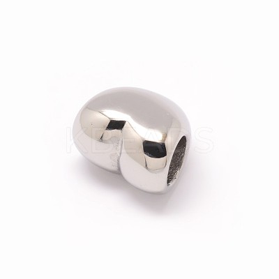 Tarnish Resistant Heart 304 Stainless Steel European Large Hole Beads OPDL-M015-11P-1