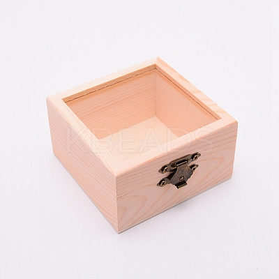 Square Unfinished Wooden Box LS-OBOX-WH0005-04-1