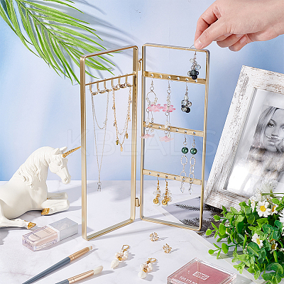 Iron Jewelry Display Folding Screen Stands with 2 Folding Panels EDIS-WH0029-83B-1