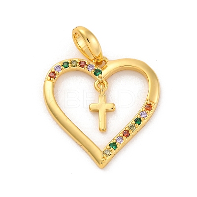 Brass Micro Pave Cubic Zirconia Pendants KK-U033-10G-02-1